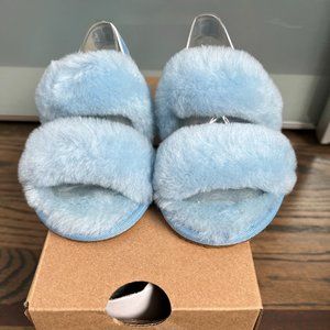 NWT UGG Girl's Fluff Yeah Slide in Blue - Size Toddler 8